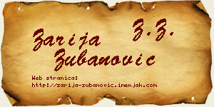 Zarija Zubanović vizit kartica